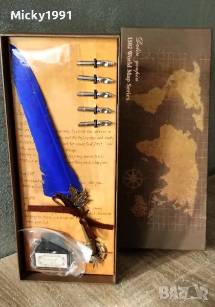 луксозен калиграфски комплект с перо и мастило , снимка 1