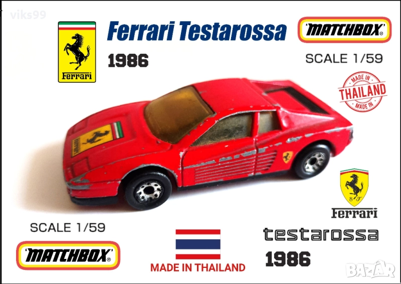 Ferrari Testarossa Matchbox 1986 Made in Thailand, снимка 1