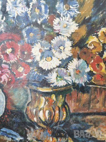 Стара картина масло върху фазер, снимка 5 - Картини - 37188627