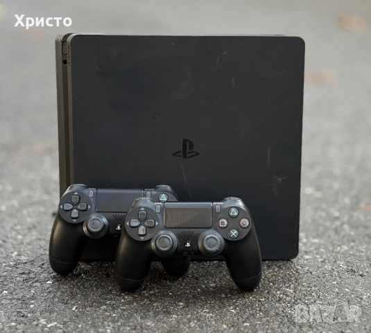 Конзола Sony Playstation 4 Slim (PS4), 500 GB, Черен + 2 геймпада и игра, снимка 2 - PlayStation конзоли - 52644253
