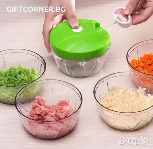 Мини Ръчен механичен чопър за плодове и зеленчуци Nicer Dicer Plus, снимка 3 - Съдове за готвене - 47451437