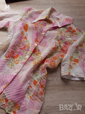 Нова колекция дамска риза с къс ръкав Цветя на намаление, снимка 2 - Ризи - 28536590