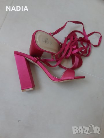 Сандали от сатен с връзки, снимка 1