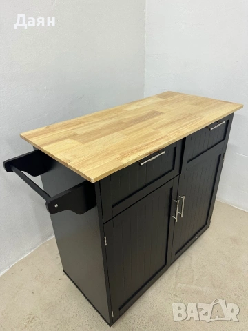 Многофункционален дървен кухненски шкаф с 2 чекмеджета на колелца HOMCOM, снимка 4 - Шкафове - 53141154