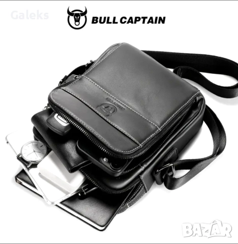 Универсална и Стилна бизнес чанта Bullcaptain* / Черна естествена кожа!, снимка 12 - Чанти - 51618017