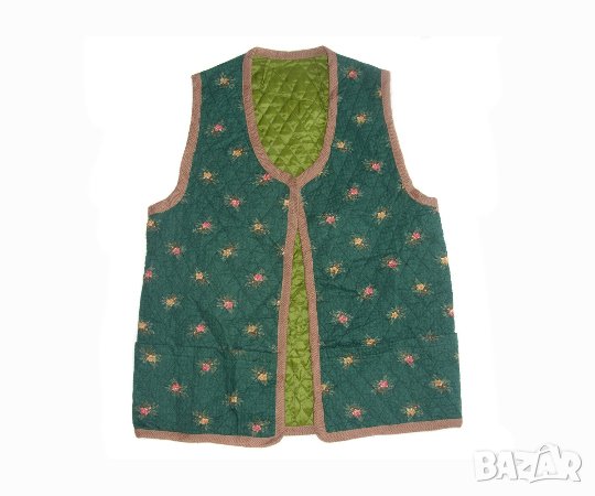 Дамски флорален елек зелен