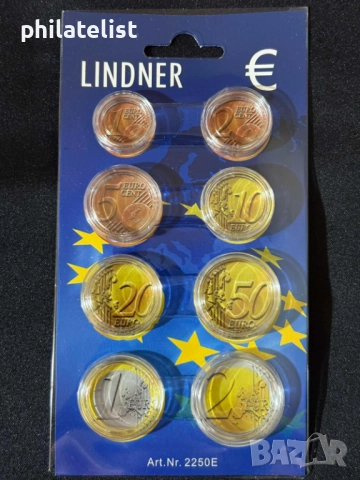 LINDNER – Опаковка за евро сет от 1 цент до 2 евро с капсули, снимка 2 - Нумизматика и бонистика - 52894594