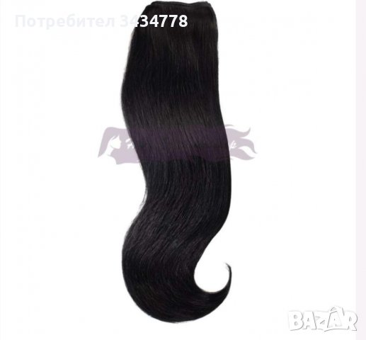 Чисто нова коса 100% естествен косъм,черен цвят, дължина 65 см със закопчаване на 4 реда, снимка 6 - Продукти за коса - 37730746