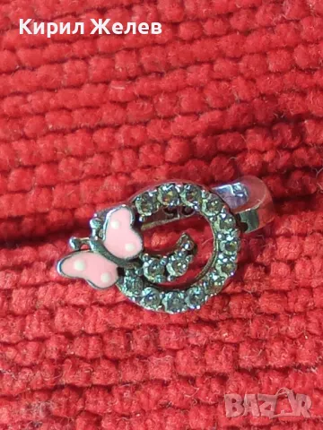 ФИГУРАЛНА АНГЛИЙСКА ЕМАЙЛИРАНА СКЪПОЦЕННА СРЕБЪРНА ОБЕЦА ПЕПЕРУДКА СРЕБРО S925  РЪЧНА РАБОТА 47543, снимка 11 - Обеци - 49682593