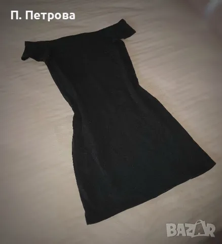 черна рокля по тялото с голи рамене , снимка 2 - Рокли - 42065683