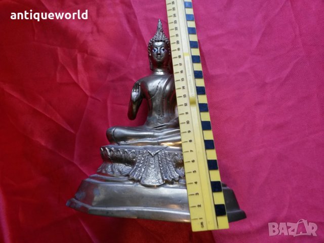Голяма Стара Бронзова Статуя ,Статуетка БУДА, снимка 6 - Антикварни и старинни предмети - 26964287
