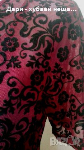 Еластична прозрачна блуза, в тъмно червено и черно👗🍀M,L👗🍀арт.2083, снимка 3 - Корсети, бюстиета, топове - 33654743