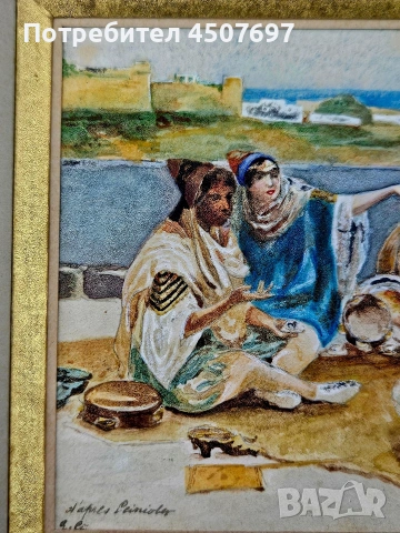 стара картина акварел, снимка 2 - Картини - 53012744