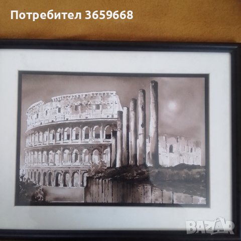 Картина,Колизеума, туш, подписана, снимка 4 - Картини - 40181309