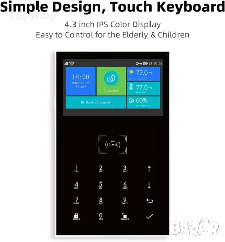 ЧИСТО НОВА WiFi алармена система от 14 части, 3G/4G GSM, поддръжка на Tuya и Smart Life APP, снимка 4 - Аналогови камери - 50494835