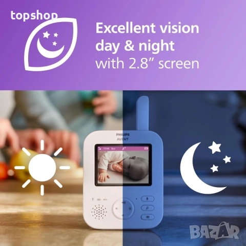Чисто нов бебефон Philips Avent Advanced в коралово кремаво, 2,8” (7,1 см) дисплей, x2 увеличение..., снимка 4 - Бебефони - 51637907
