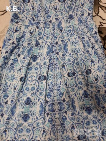 Елегантна лятна рокля с флорален принт в бяло и синьо р-р L, снимка 5 - Рокли - 33371460