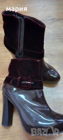 Модерни боти лак и плюш, снимка 8 - Дамски боти - 38332786