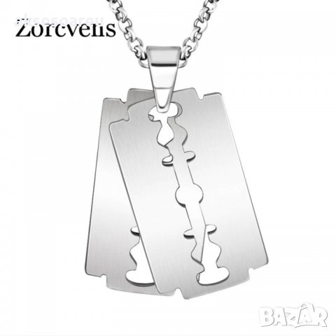 Колие бръснарско ножче  от неръждаема стомана бръснач медальон мъжки бижута стомана огърлици висулки, снимка 17 - Колиета, медальони, синджири - 38355826