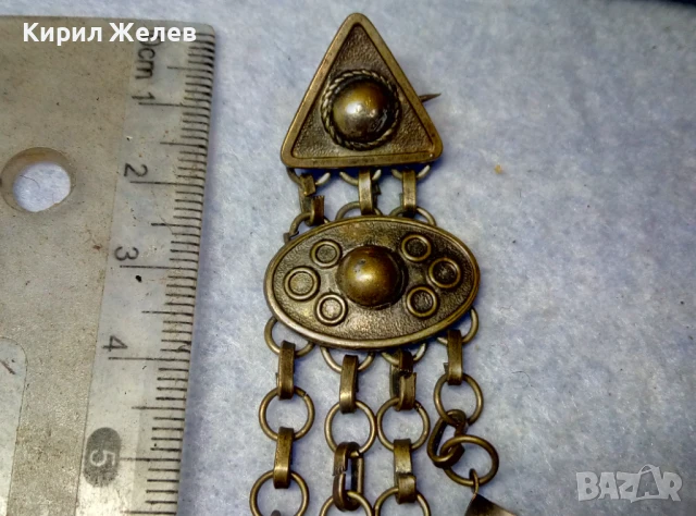 СТАРА ЕТНОГРАФСКА ОРНАМЕНТИРАНА МЕДНА БРОШКА МАЙСТОРСКА ХУДОЖЕСТВЕНА ИЗРАБОТКА 34054, снимка 7 - Антикварни и старинни предмети - 51277723