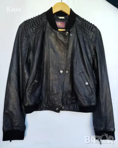 7 for All Mankind черно кожено с шипове на раменете размер С 