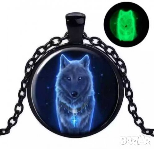 Колие светещ вълк в тъмното -3Д, снимка 2 - Колиета, медальони, синджири - 28199736