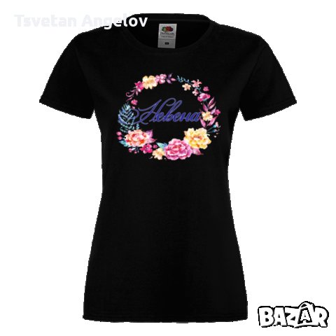 Дамска тениска Цветница Невена Цветен венец, снимка 5 - Тениски - 32640002