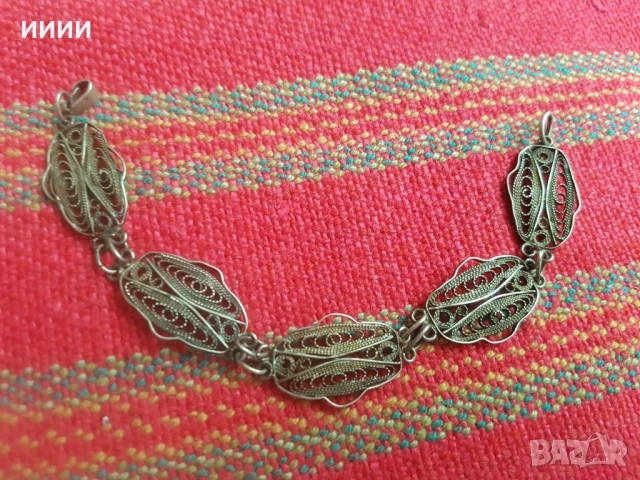 Сребърна гривна верижка филигран 