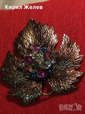 КРАСИВА ПОЗЛАТЕНАФЛОРАЛНА АРТ ВИСУЛКА МЕДАЛЬОН БРОНЗ с РАЗНОЦВЕТНИ ИСКРЯЩИ КРИСТАЛИ 45599, снимка 8 - Колиета, медальони, синджири - 46774700
