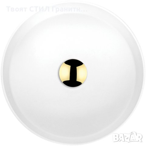 Бяла Кръгла Гранитна Мивка за Баня, Монтаж върху плот стояща Silia ф36, снимка 3 - Мивки - 43554751