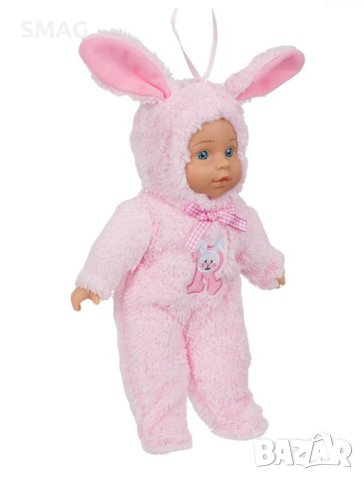 Кукла Бебе Облечена като Зайче Розово 34см, снимка 2 - Други - 43298094
