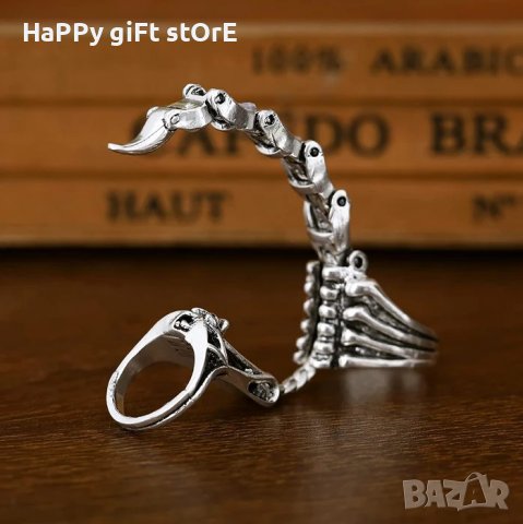 Готически винтидж пръстен с подвижен скорпион - уникално бижу за стилни и смели изяви, снимка 6 - Пръстени - 39285893