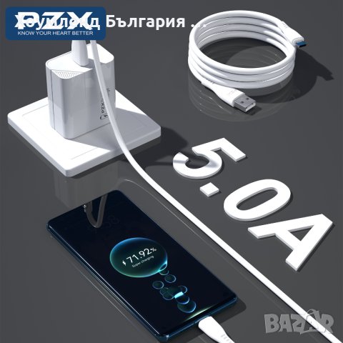 Мощен и качествен USB кабел type c 5А за бързо зареждане 1М, снимка 2 - USB кабели - 44100381