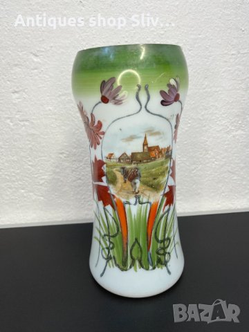 Рисувана стъклена ваза - Арт Нуво. №4961