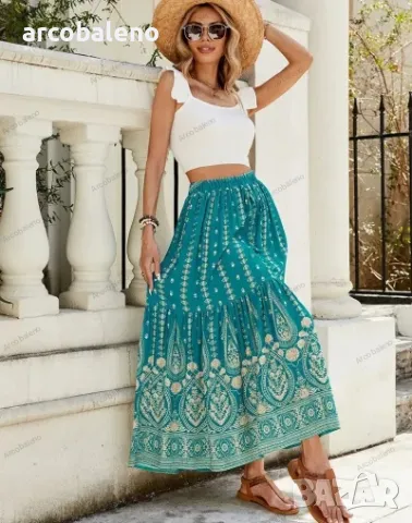 Дамска бохемска празнична пола с висока талия, 3цвята , снимка 8 - Поли - 49623203