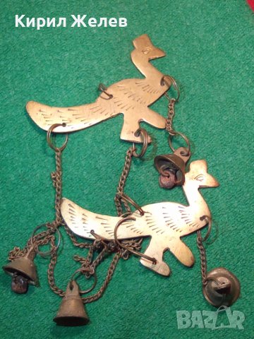 2 СТАРИ МЕСИНГОВИ ПАУНА ОРНАМЕНТИРАНИ РЪЧНО с КАМБАНКИ и ВЕРИЖКИ ВИНТИДЖ ДЕКОРАЦИЯ 7754, снимка 17 - Колекции - 31697329