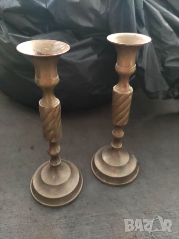 Продавам 2 свещника от месинг, снимка 3 - Антикварни и старинни предмети - 33430800