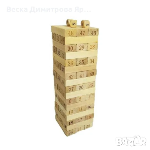 Кула от дървени блокчета – Образователна игра с 51 части, снимка 5 - Други - 51103025