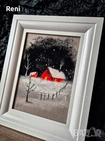 Зима, картина въглен, оригинал, снимка 2 - Картини - 52711964