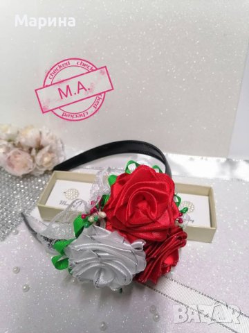 Страхотна диадема с рози бяла и червена! , снимка 7 - Шноли, диадеми, ленти - 32576337