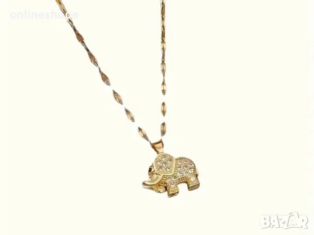 Колие за късмет ( Слонче ) с 18к златно покритие