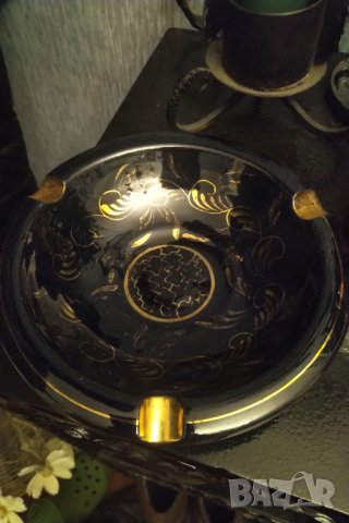 Стар руски  порцеланов пепелник ,кобалт с позлата , снимка 3 - Антикварни и старинни предмети - 43945455