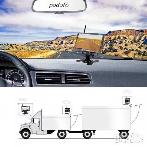 Безжична система за паркиране за камион, монитор две камери за задно виждане парктроник за заден ход, снимка 4 - Аксесоари и консумативи - 33158540