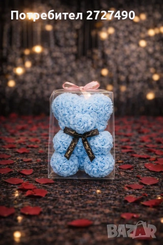 Мече от вечни рози , снимка 2 - Подаръци за жени - 53328976
