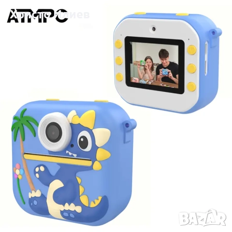 Детски фотоапарат за моментални снимки с принтер и вградени игри Зелен Син Розов, снимка 17 - Фотоапарати - 51455329