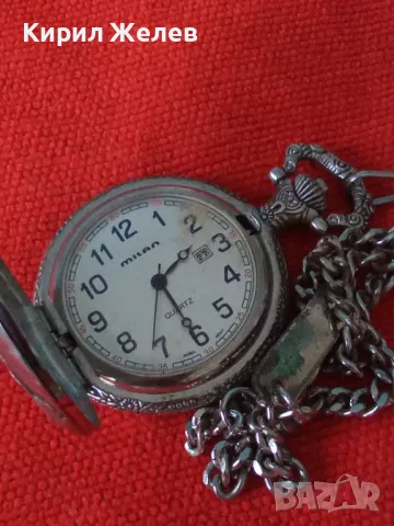 ВИНТИДЖ MILAN QUARTZ JAPAN MUVT ДЖОБЕН КВАРЦОВ ЧАСОВНИК ОРНАМЕНТИРАН 21977, снимка 16 - Джобни - 32714257