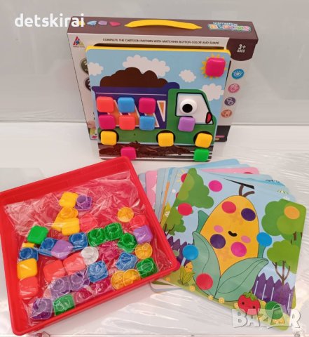 Детска мозайка с едри квадратни форми пионки, снимка 3 - Образователни игри - 43163709