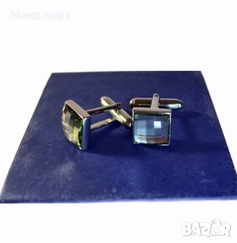 Въглено сиви копчета за ръкавели с фасетирани кристали Swarovski , снимка 2 - Други - 53253537