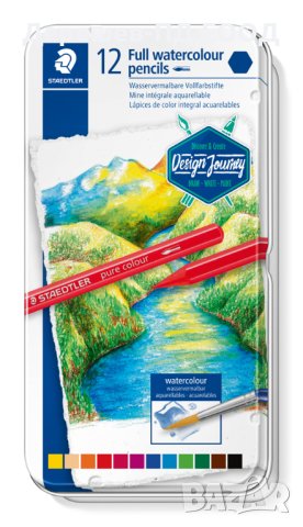 Акварелни моливи Staedtler Design Journey Pure Colour, 12 цвята, снимка 1