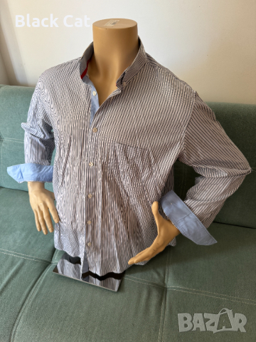 "Frant" / "Франт" – нова стилна раирана мъжка риза, с дълъг ръкав, XL, блуза, топ, мъжки ризи, снимка 8 - Ризи - 44882401